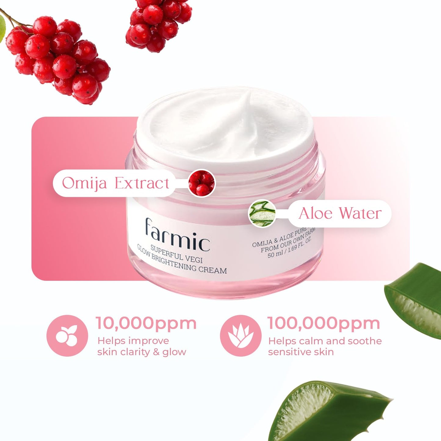 FARMIC Superful Vegi Glow Cream (1.69 fl oz) Rich, Long-Lasting Hydration, Deep-Absorbing Facial Cream for Dry and Sensitive Skin