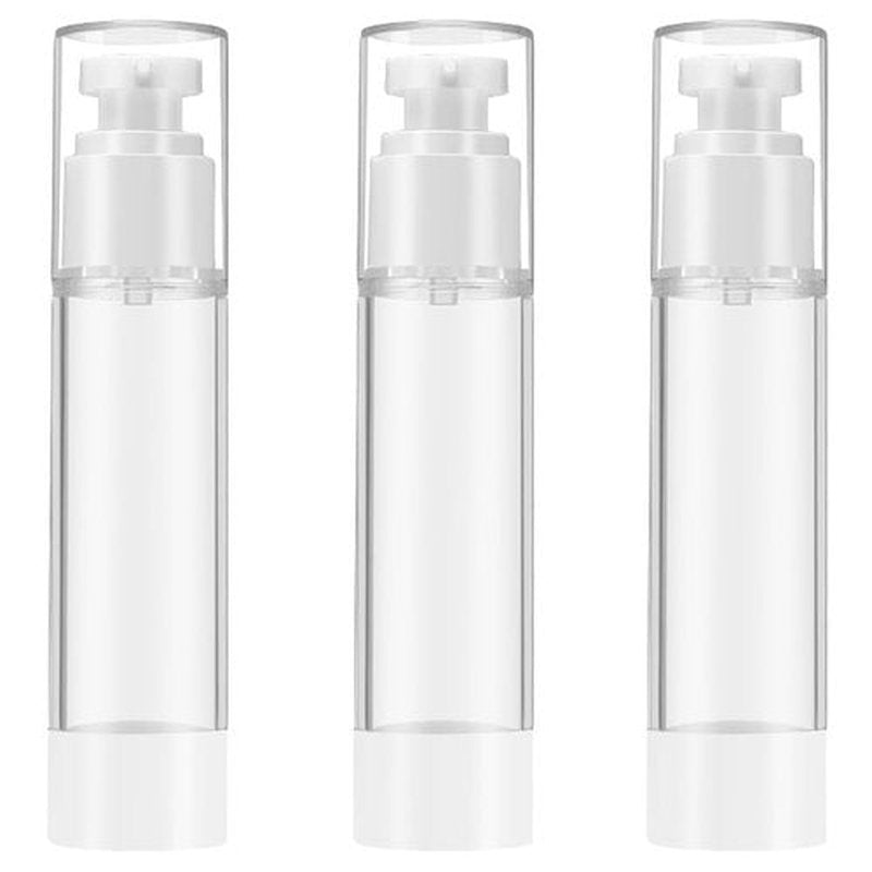 Qeuly 3 Pack Airless Pump Bottles 1.7 oz Travel Size Pump Bottle Lotion Container Refillable Cosmetic Pump Dispensers for Foundation Moisturizer Shampoo Toiletry (SN-50)