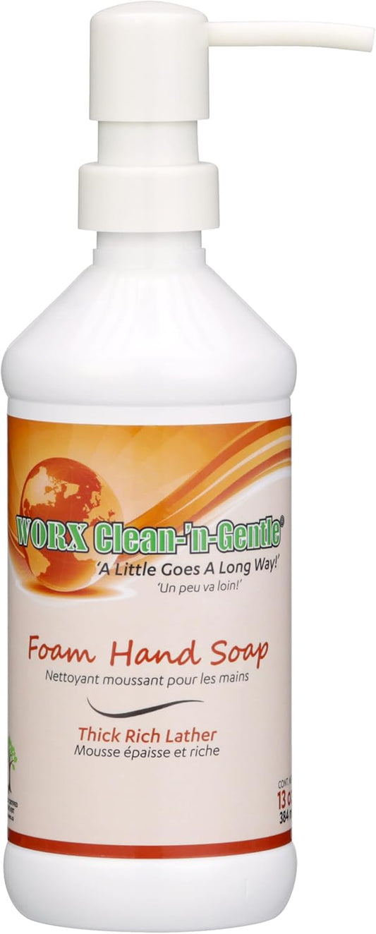 Worx Clean-'n'-Gentle Foam Hand Soap - 13 oz. | Rich Lather, Silky Smooth, Light Juniper Berry Fragrance