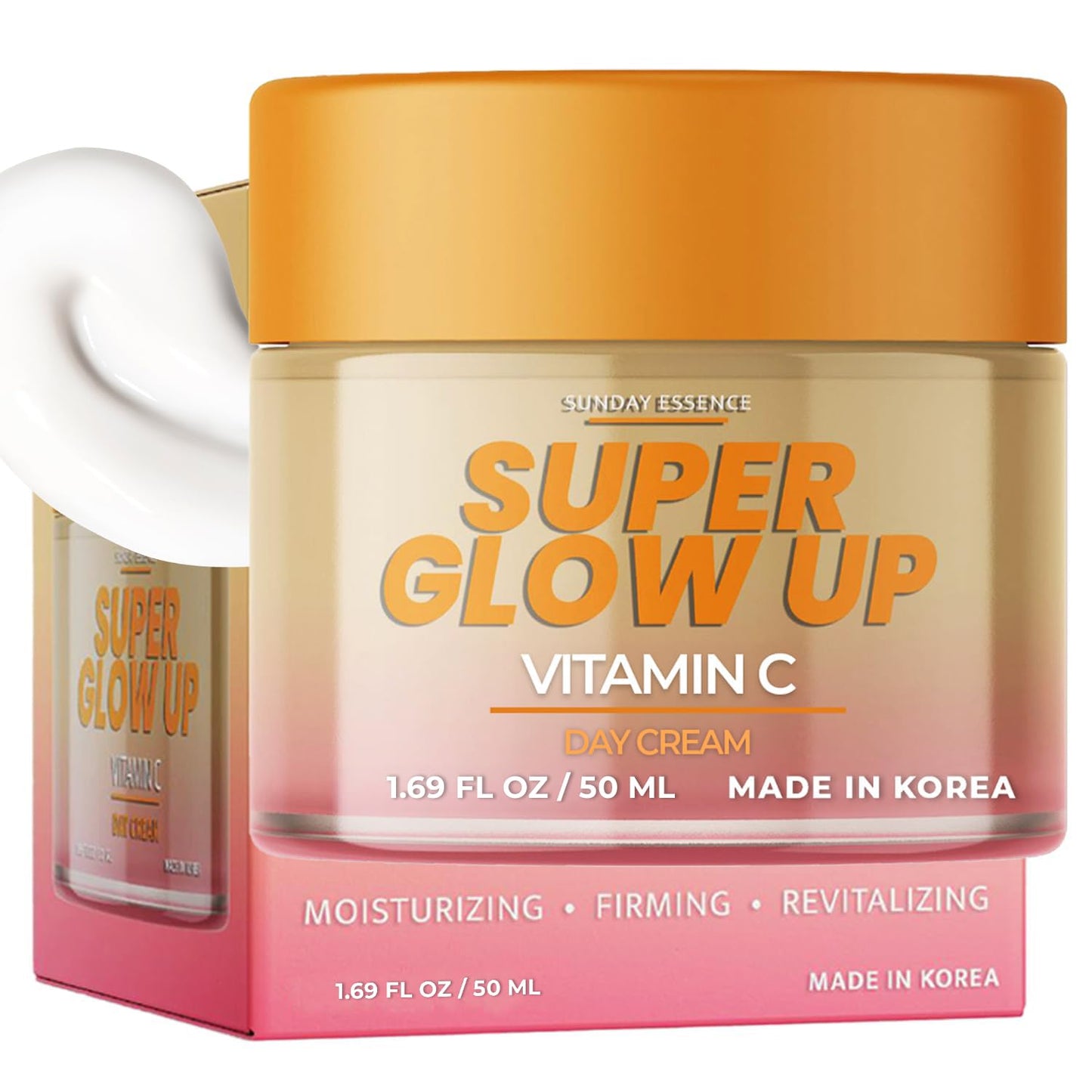 Sunday Essence Vitamin C Day Cream - Dermatologist Tested, Anti- Aging, Korean Skin Care - Hydrates, Evens Skin Tone & Boosts Radiance - Clean Beauty, Vegan, Non-GMO, Cruelty-Free - 1.69 Fl Oz