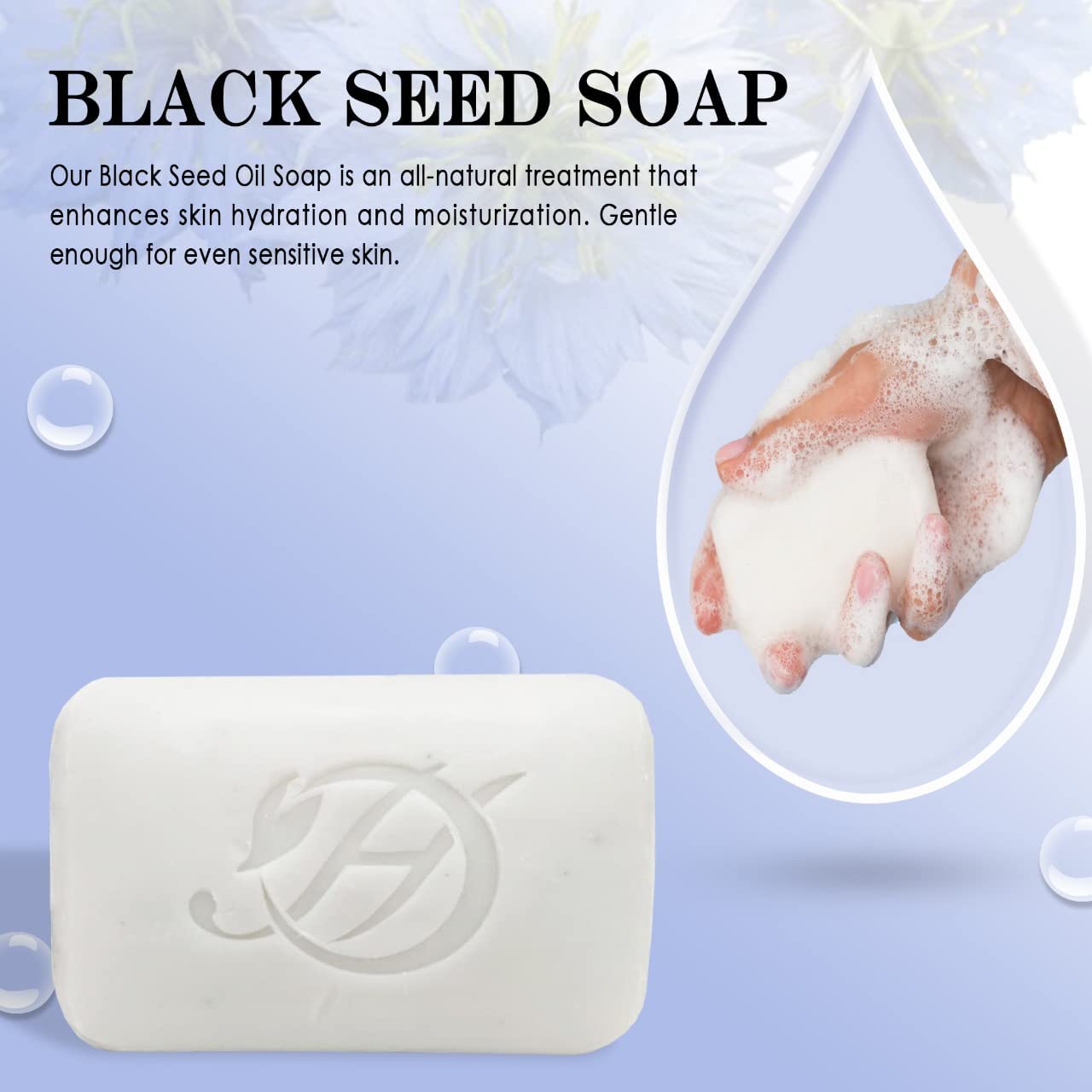 HERBOGANIC Blackseed Herbal Soap | Pack of 6 of 5oz soap Bar | Ideal for Men and Women, Soothing and Nourishing Soap for Moisturization