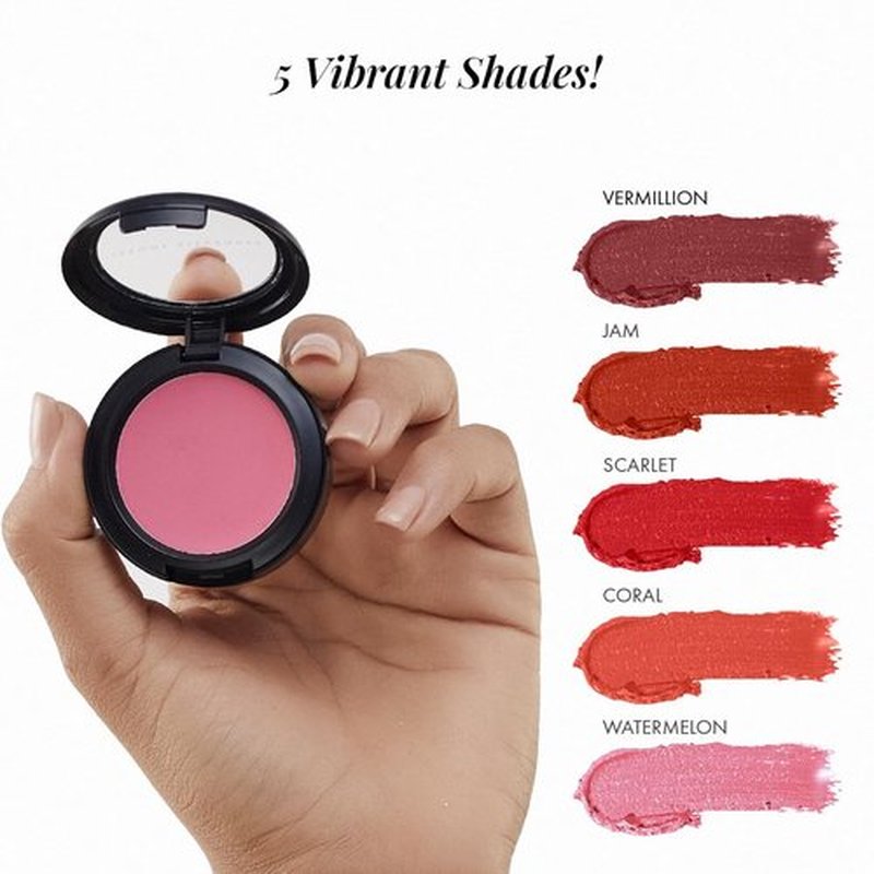 Jerome Alexander Blush ‘n’ Kiss Cream Blush for Cheeks & Lips | Creamy, Lightweight, Buildable Coverage | Blush Balm Face Makeup|Tint Vermillion