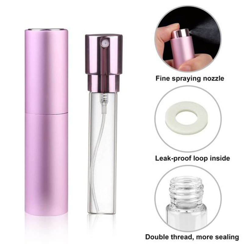 Zingso Refillable Travel Perfume Atomizer Bottles, 2 Pcs 10ml Mini Portable Spray Bottles Refillable Perfume Aftershave Atomizer Empty Travel Bottles with Funnel… (10ml (Pink+Light Purple))