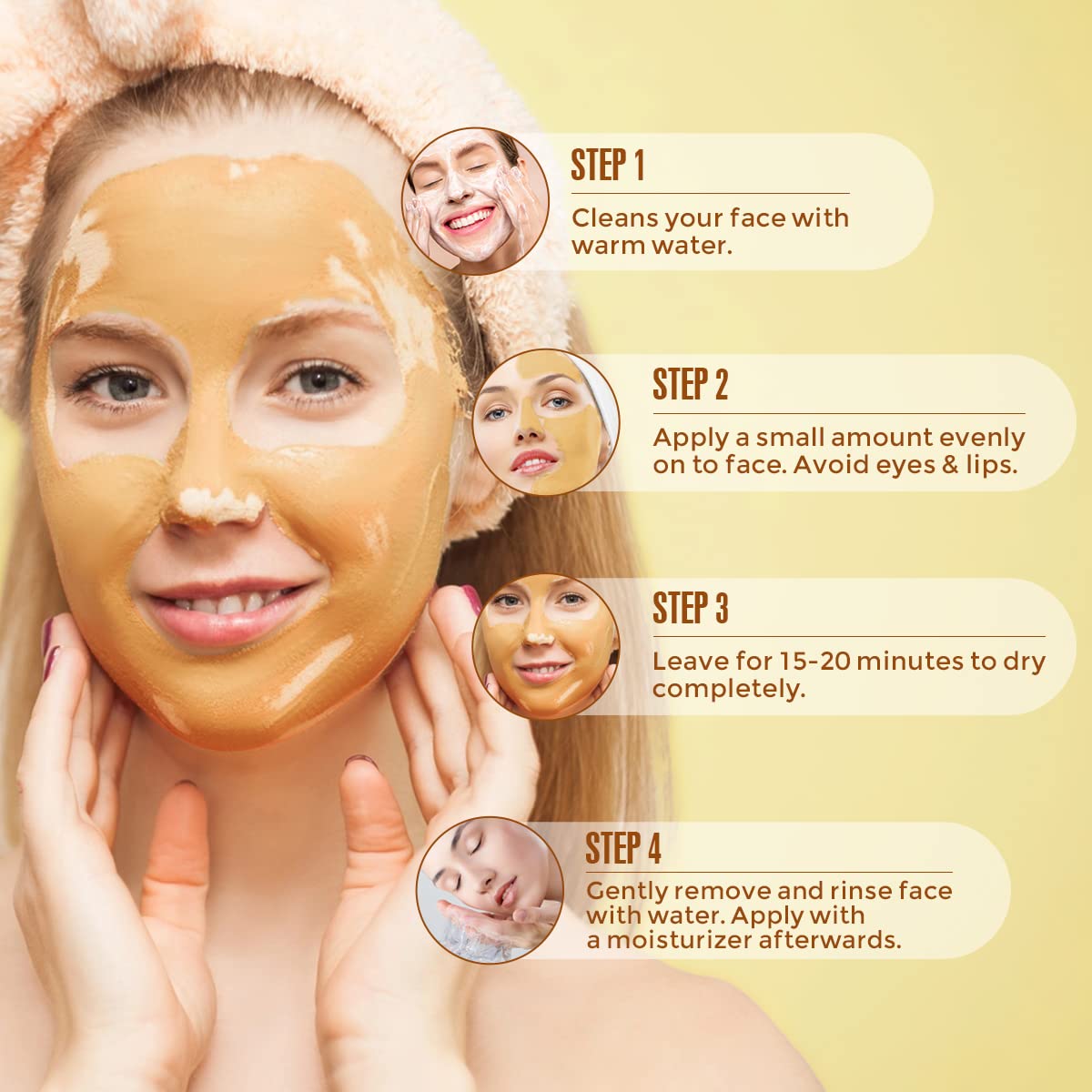 BACHERI Turmeric Vitamin C Clay Mask # 130g, Blackheads Acne Dark Spots Remover with Turmeric Extract, Glowing Skin, Refining Pores and Controlling Oil