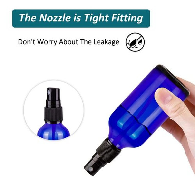 YUNFOOK 4 oz Blue Glass Spray Bottles for Essential Oils, Small Empty Fine Mist Spray Bottle,2 Pack with Funnel Dropper