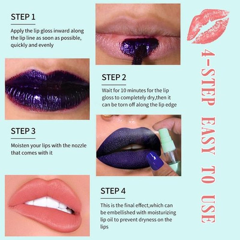 JUAAZIN Matte Lip Gloss with Spray Bottle, Carmine Liquid Lip Stain Peel Off, Long Lasting Waterproof Lipstick Lip Gloss Stain, Transfer-proof, Highly Pigmented Color (Pale Carmine)