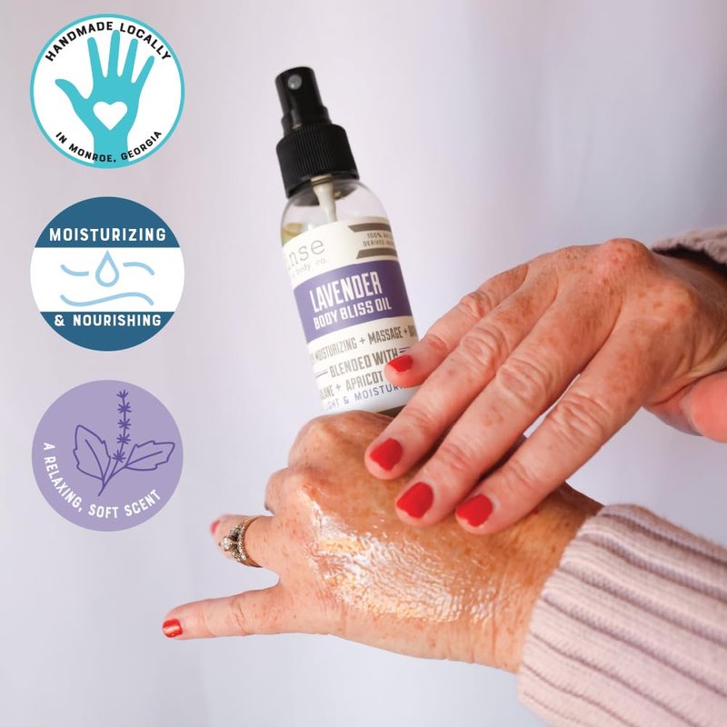 Rinse Bath & Body Lavender Body Oil Moisturizer Spray – Natural Lightweight Fast-Absorbing Dry Oil with Squalane, Grapeseed, Apricot & Vitamin E, All Skin Types, 4 fl oz