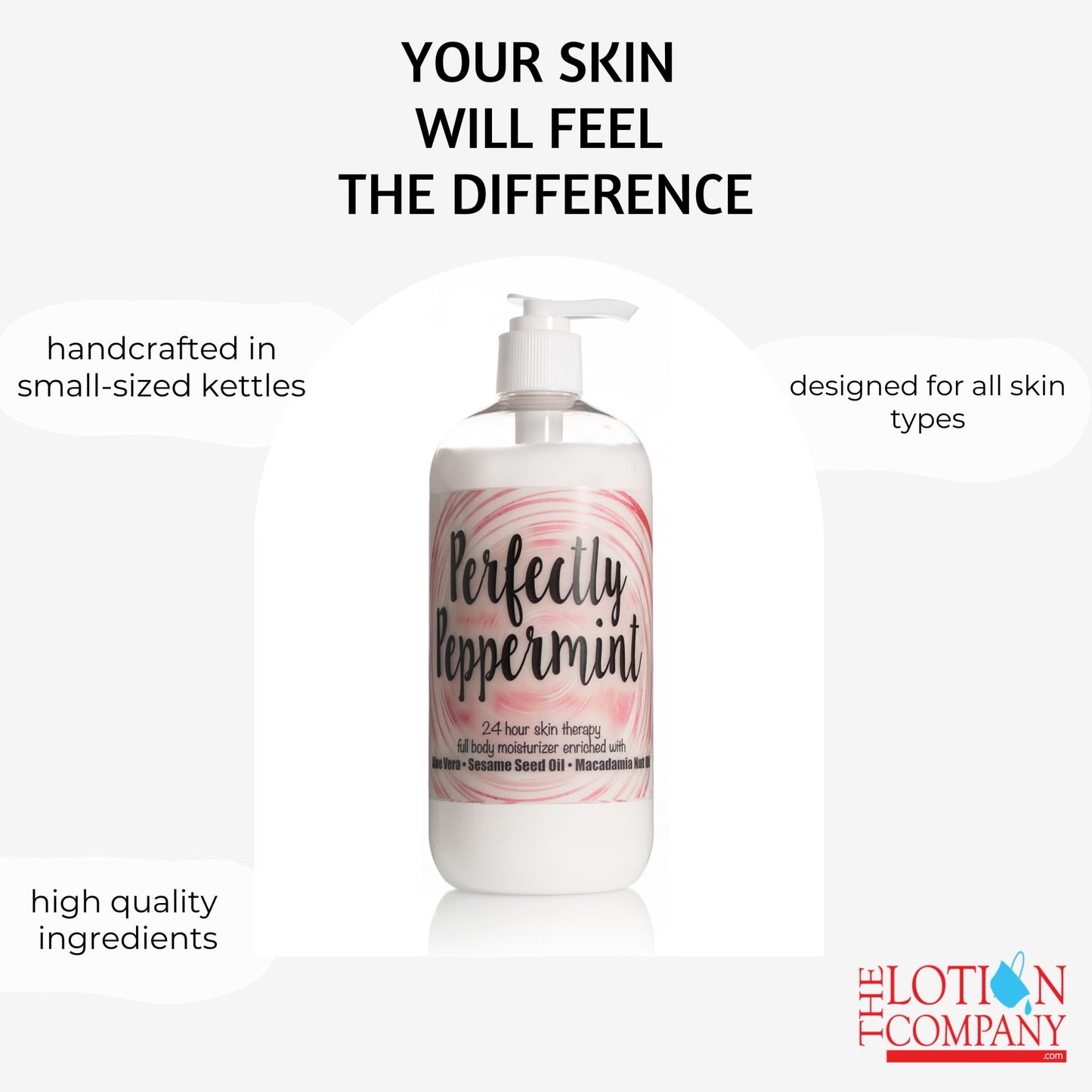 The Lotion Company 24 Hour Skin Therapy Lotion – Peppermint Scented Full Body Moisturizer with Aloe Vera, Paraben-Free, Soothing & Hydrating for Sensitive Skin, Made in USA, 16 oz Body Lotion
