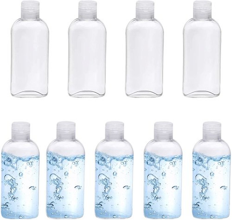 Kitchen GIMS Clear Plastic Empty Squeeze Bottles 9 Pack 3.4oz/100ml with Flip Cap TSA Travel Bottle for Shampoo, Conditioner & Lotion (9 Counts)