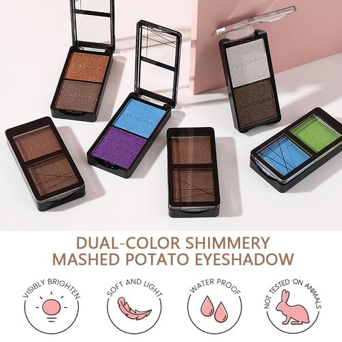 FeiCuiYun Double color eye shadow, Eyeshadows Creamy, high pigment eye makeup palette, matte shimmer metal eye shadow powder, Blendable, Ultra-Pigmented, Easy to Apply, Matte & Shimmer, (04)