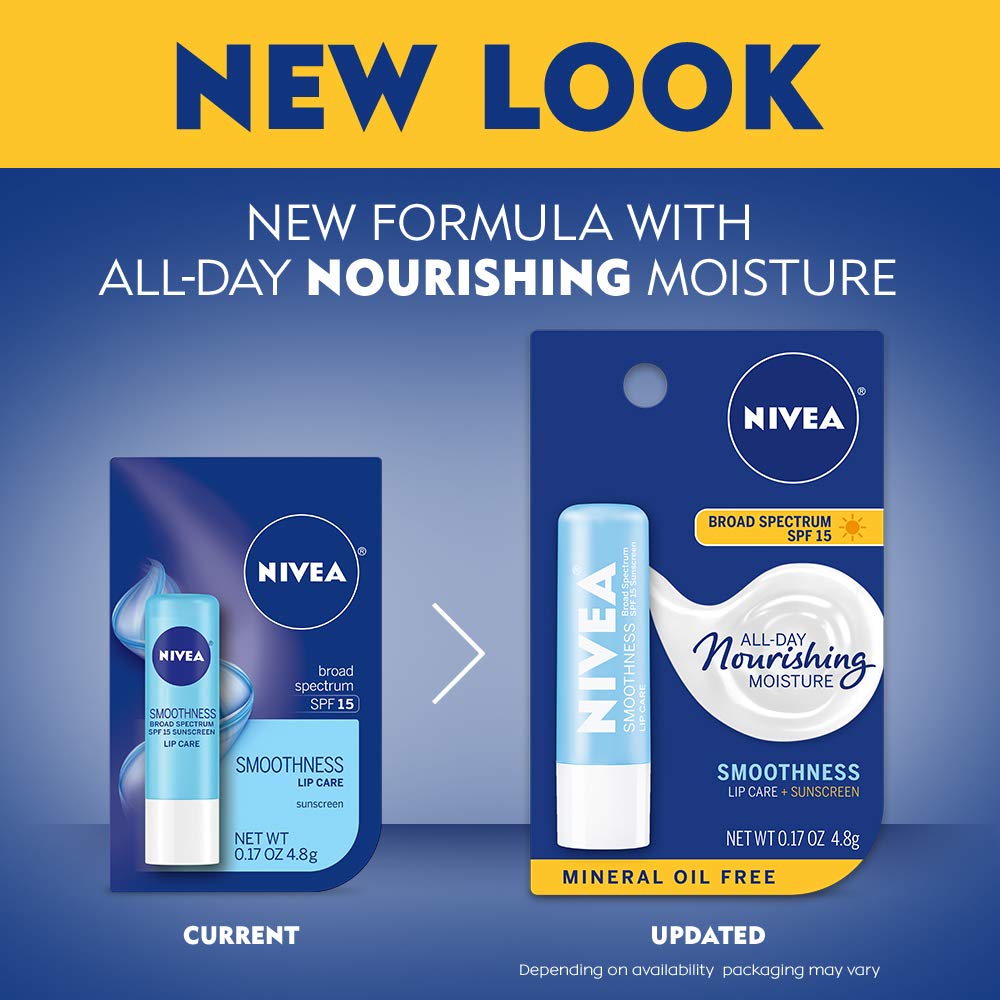 NIVEA Lip Care Balm SPF 15 - Smooth Hydration for Soft Lips | Pack of 6