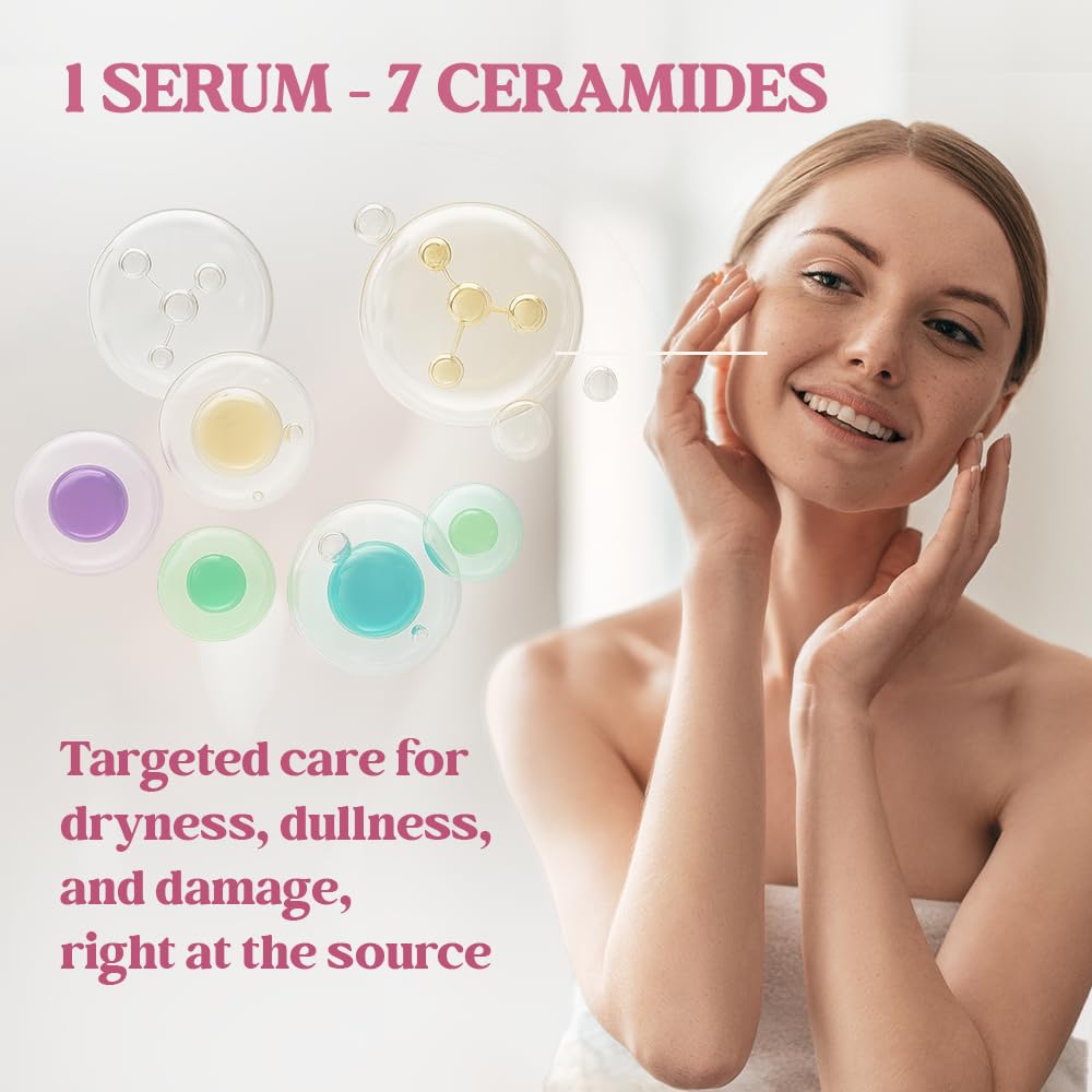 Terrafique Ceramide Serum for Face - Hydrating Face Serum for Women - Anti Aging - Ceramide Barrier Repair with Centella, Vitamin A C E - Anti Aging Serums for Dry Sensitive Skin - 1 Fl Oz - 1 Pack