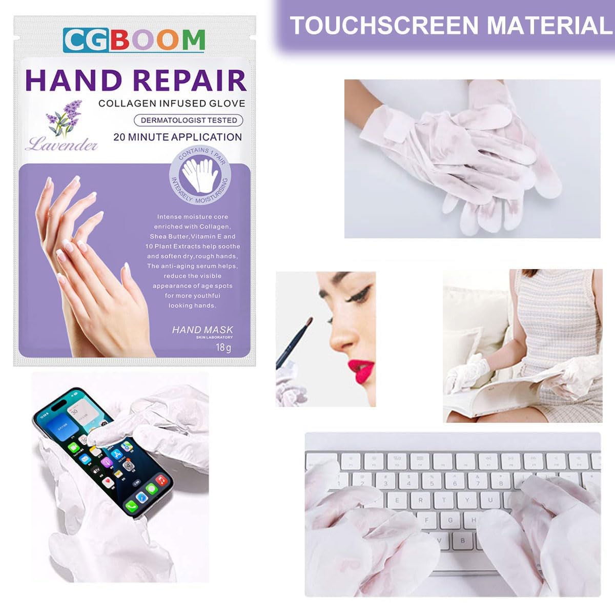 AWIWTOBQ Hand Mask Moisturizing Glove 3 pack, Hand Peel Mask Exfoliating Gloves, Hand Repair Glove for Dry Hands Treatment, Remove Dead Skin, Rough Skin, Lavender