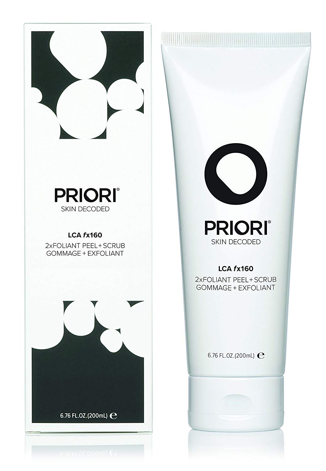 Priori Skincare 2xfoliant Peel + Scrub for Face and Body Lactic Acid Retinol Vitamin C, E At-Home Microdermabrasion Anti-Irritant Dermatologist Tested 6.8 fl oz