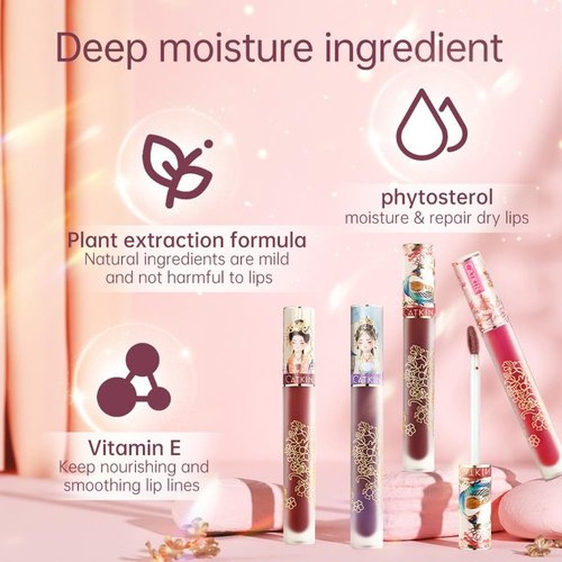 Catkin Semi Matte Liquid Lipstick Lip Gloss for Women Tinted High Pigmented, Waterproof Long Lasting Moisturizing Smooth Velvet Effect C19