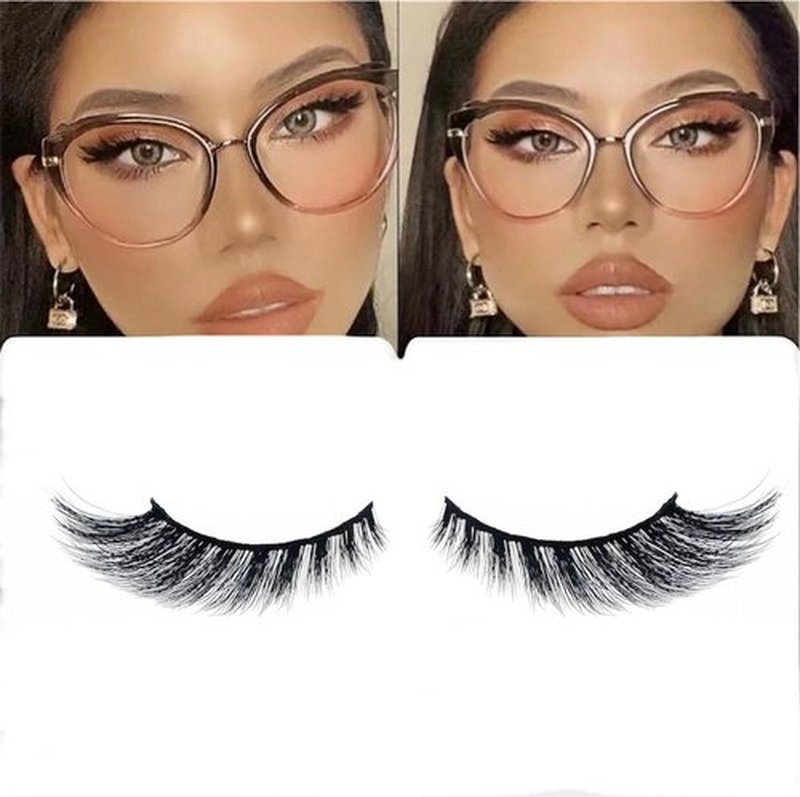 LODEVA 3D CAT EYE LASHES-FOX EYE LASHES-FAUX MINK LASH-FALSE STRIP LASHES-NATURAL GLAM-WATERPROOF-REUSABLE-15mm 1Pair (MYSTERIOUS)