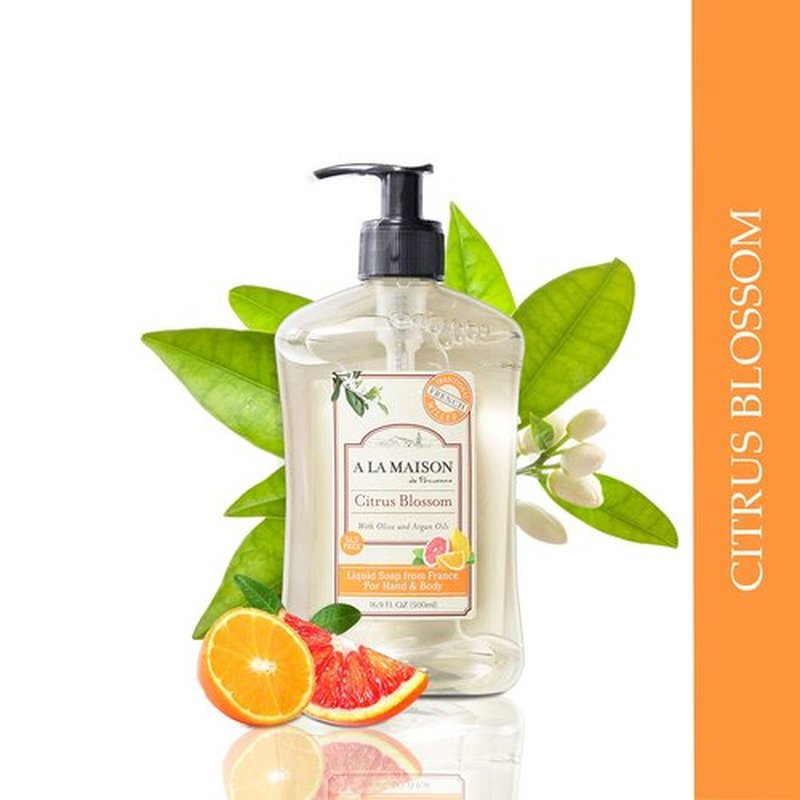 A LA MAISON French Liquid Hand Soap, Citrus Blossom - Natural Hand Wash Made with Essential Oils - Biodegradable, Plant-Based, Vegan, Cruelty-Free, Alcohol & Paraben Free (16.9 oz, 2 Pack)