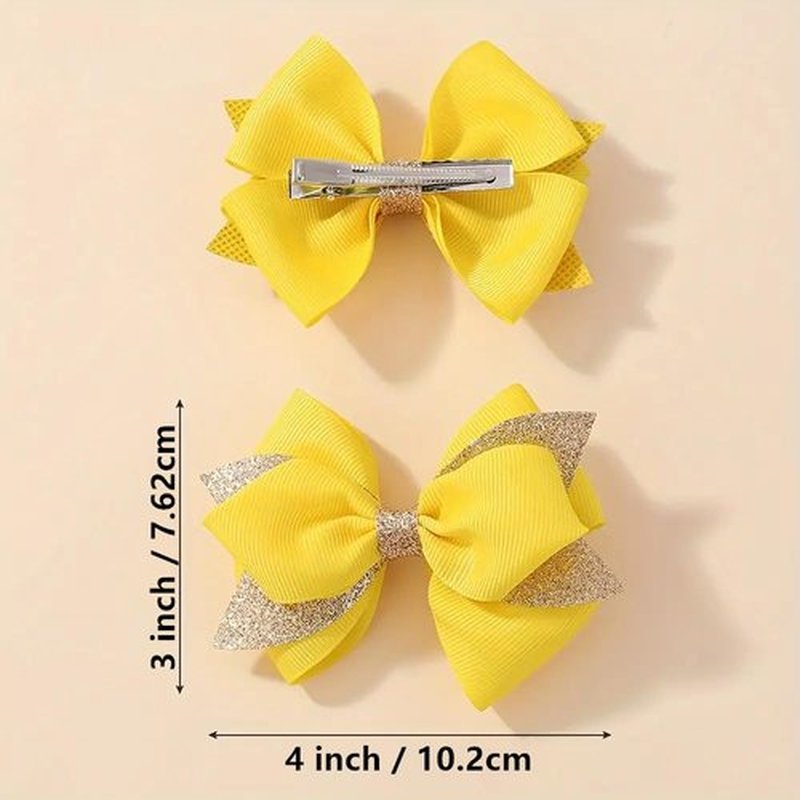 12Pcs 4" Hair Bows Clips Grosgrain Ribbon Alligator Clips Hair Bows Barrettes Hair Accessories for Girls Kids Teens Children Toddler Glitter Girls Hair Bows