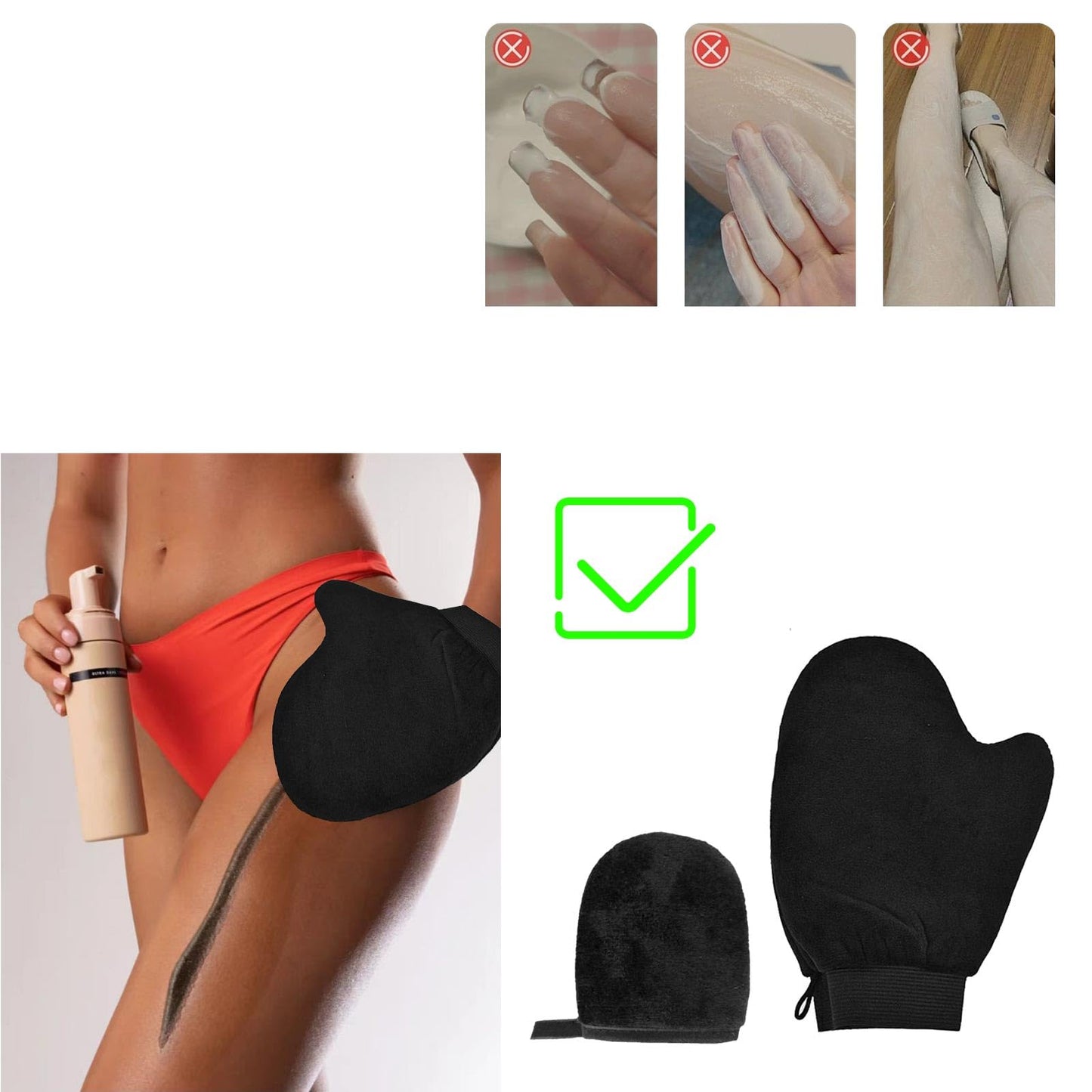 WOBEVB Self Tanning Mitt Applicator Kit, Self Tan Glove, Face Tan Mitt, Back Lotion Applicator, Exfoliating Glove for Self Tanner