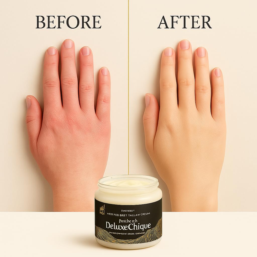 Bekirbech DeluxeChique Beef Tallow Face Moisturizer – Whipped Tallow & Honey Balm with Hyaluronic Acid, Manuka Honey, Aloe & Green Tea – Unscented Natural Skin Cream for Dry or Sensitive Skin – 4oz