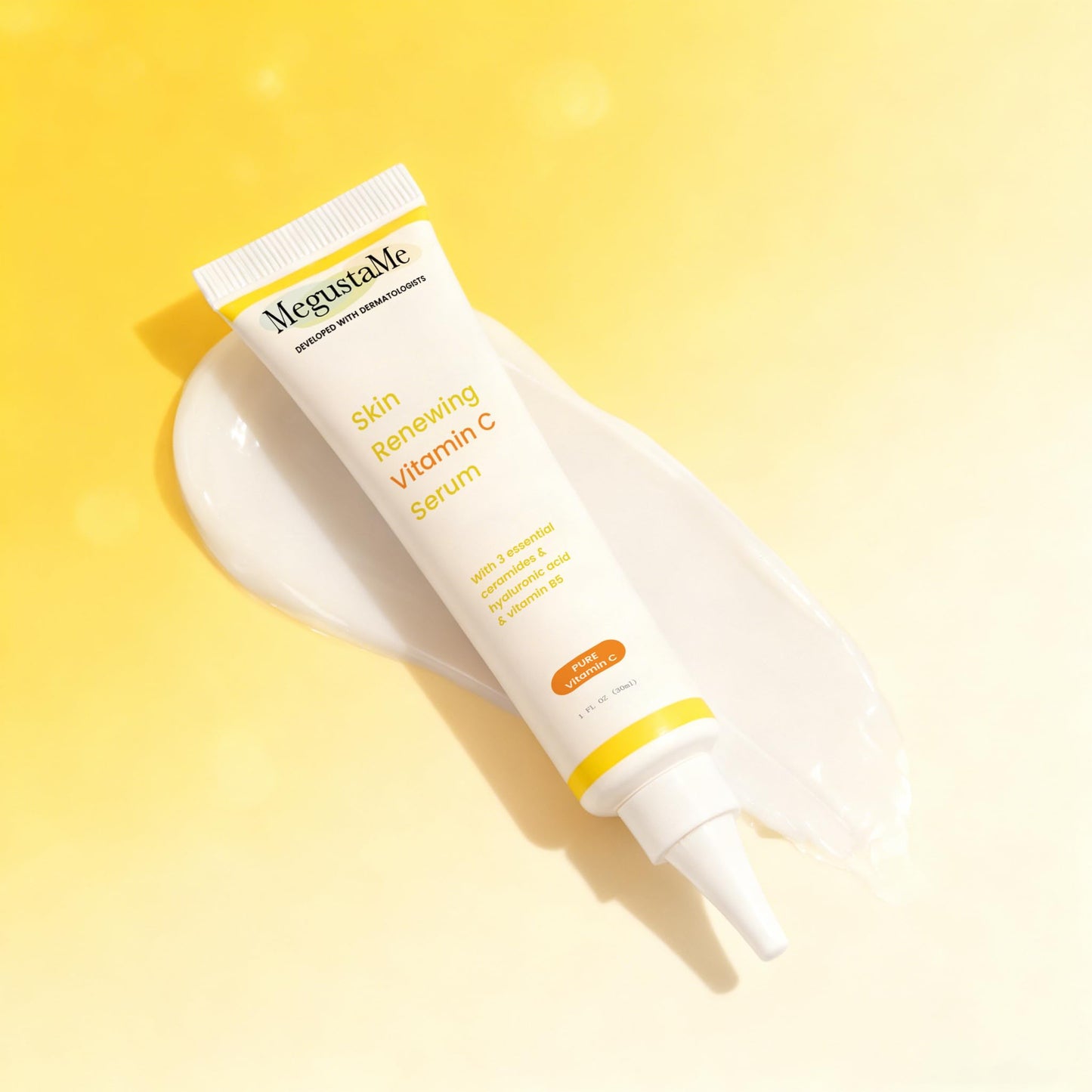 MegustaMe Skin Renewing Vitamin C Serum 30ml - Pure Vitamin C Serum Dermatologist Developed Brightening Antioxidant Face Serum for Glowing Skin,Hydrating Skin Barrier Repair Serum.