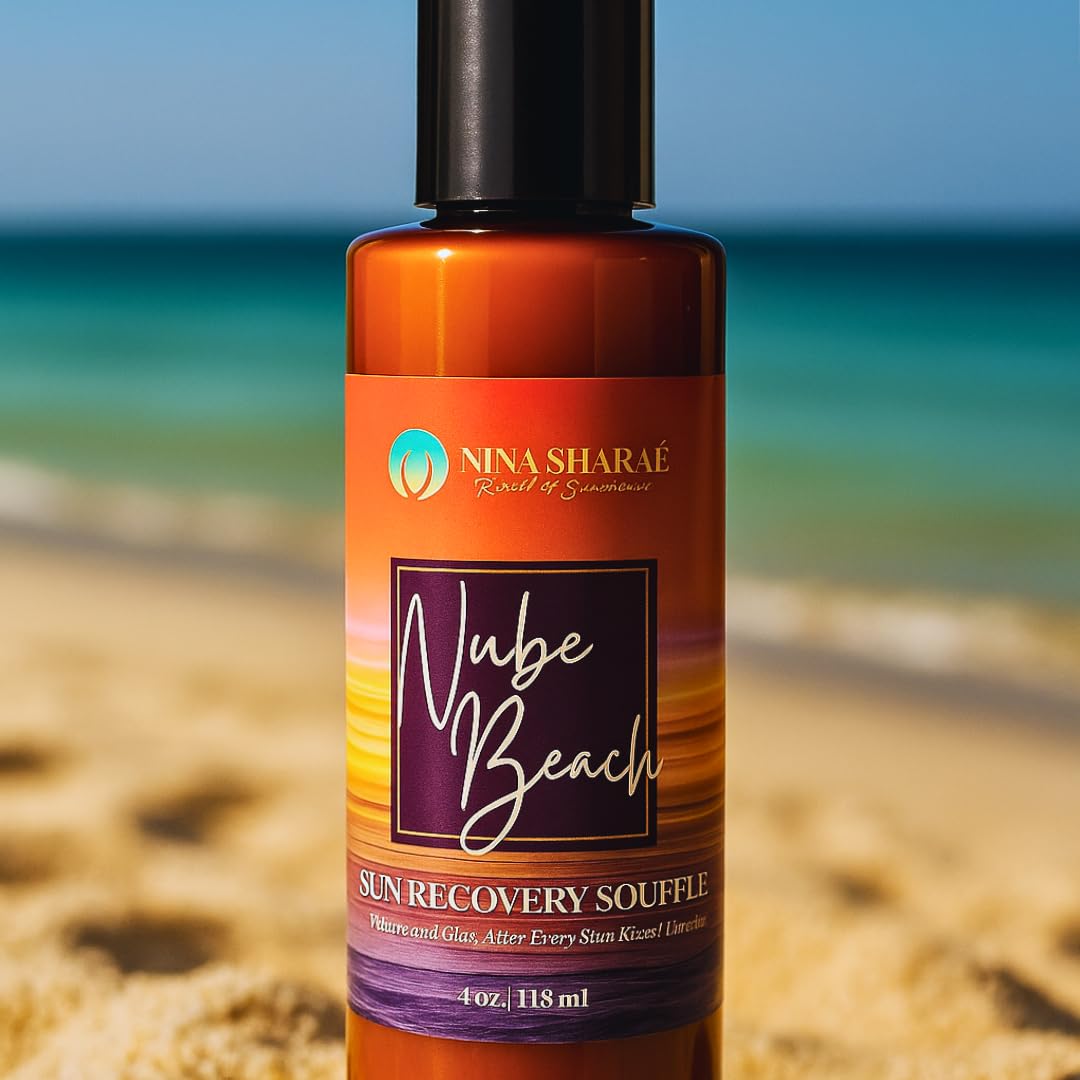 Nina Sharae Swimwear Nube Beach Sun Recovery Soufflé – After Sun Body Moisturizer with Aloe, Vitamin E & Coconut Oil – Soothing Hydration for Sun-Damaged Skin – Lightweight, Non-Greasy, 4 oz