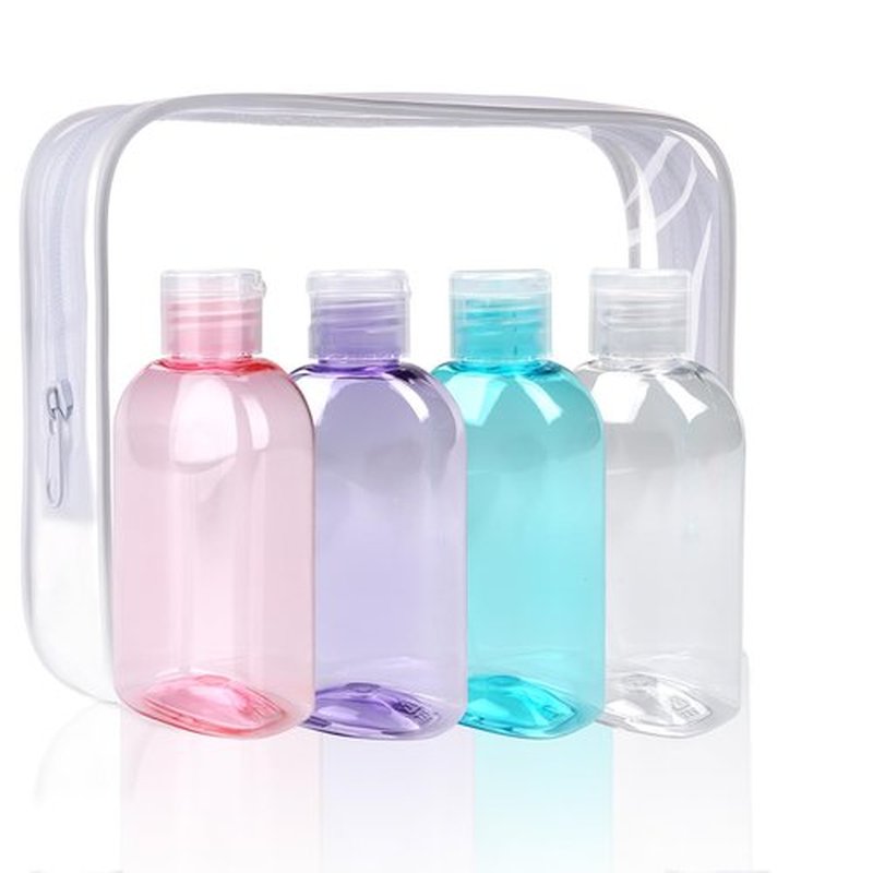 Cosywell Travel Bottles for Toiletries 4pcs 3.4oz Travel Shampoo Bottles TSA Approved Travel Size Containers Leak Proof Empty Lotion Bottles with Flip Cap Small Plastic Squeeze Bottles