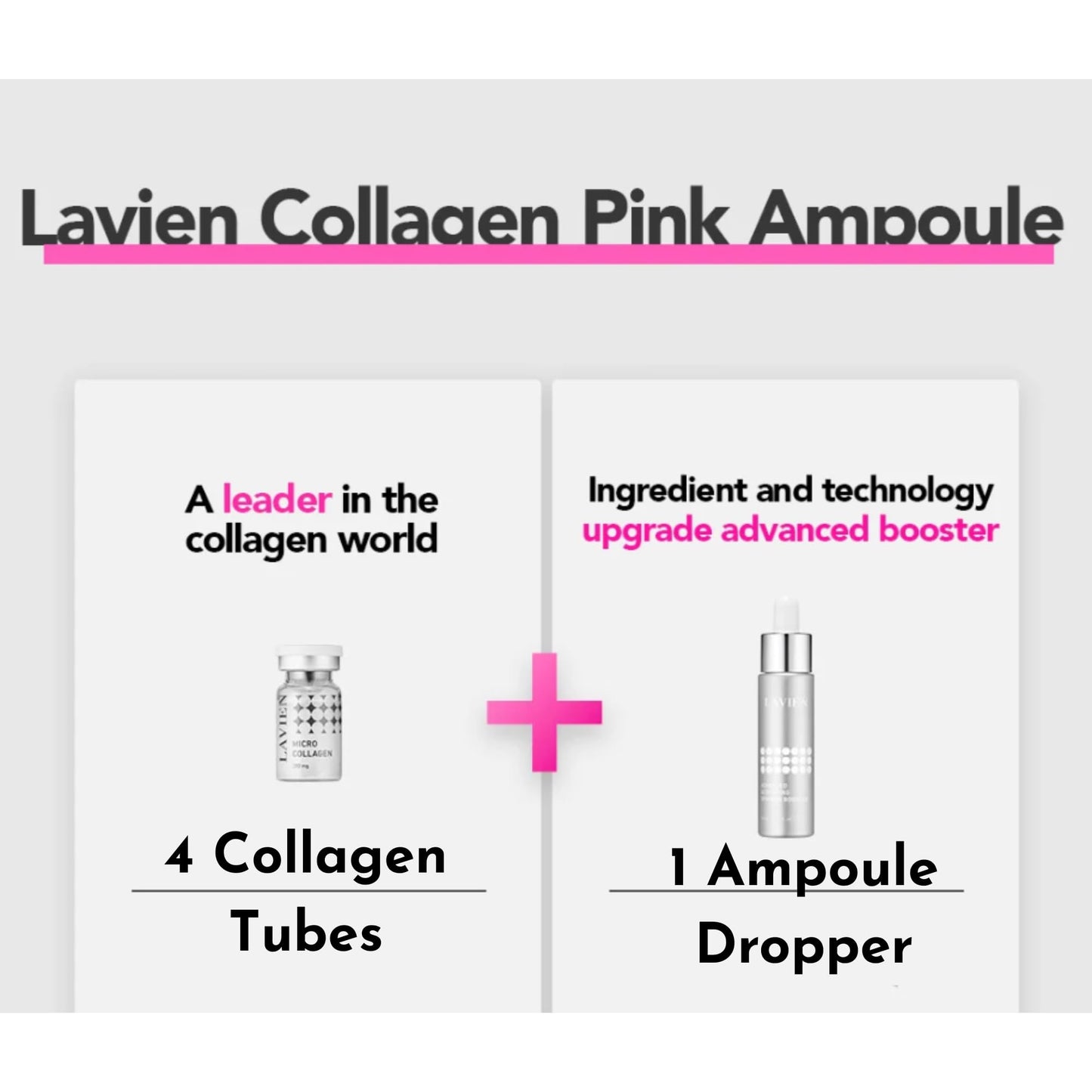 Lavien Collagen Ampoule Professional Program - Activating Booster, Ceramide, Elastin, Hyaluronic Acid, All Skin Types - 30ml Booster Bottle, 4-200mg Collagen with Dropper
