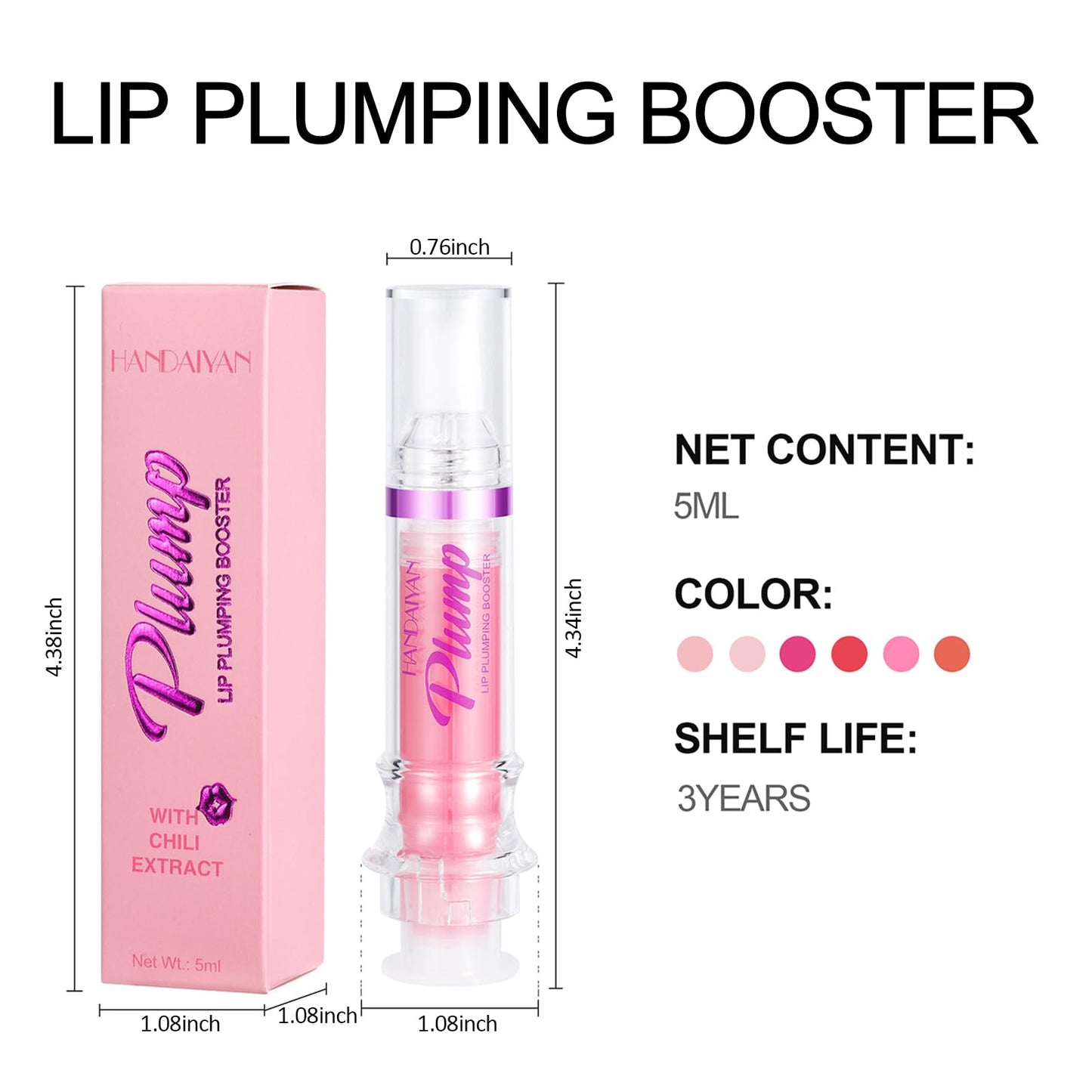 Erinde Lip Plumper Gloss, Natural Spicy Lip Plumping Booster Lip Plumping Oil, Ultra-Hydrating & Nourishing Plump Lip Plumper, Glossy Finish Fuller Lip Gloss for Women Girls, 06#