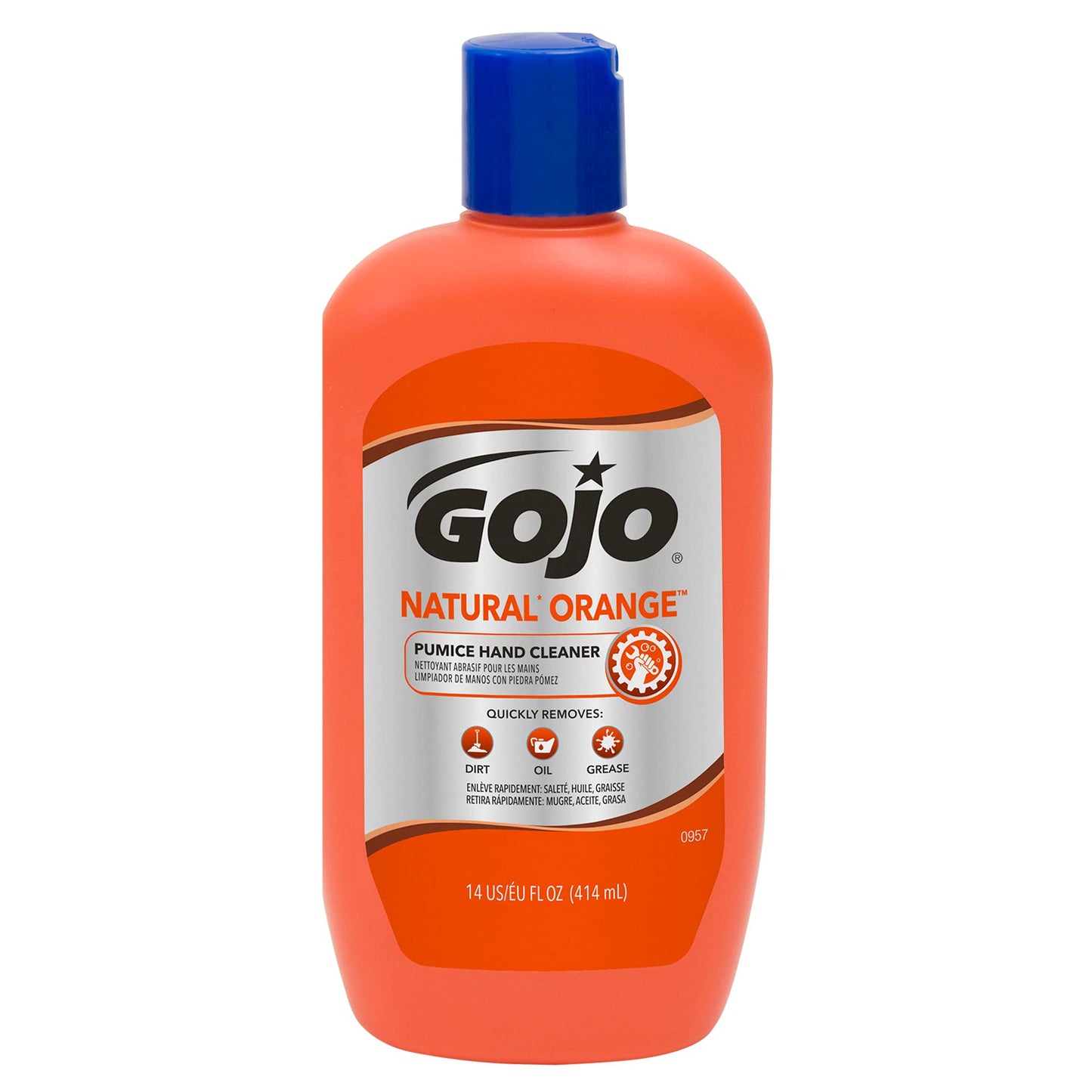 Gojo Soap Natural Orange Pumice Hand Cleaner Heavy Duty Cleaner Citrus Scented Scrub, 2 Bottles 14 OZ each [Total of 28 Oz.] with 2 compatible Sparklen Wooden Nail Brushes