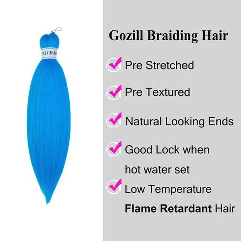 Blue Braiding Hair Pre Stretched 16 Inch Short Box Braids Hair Extension for Braiding (Pack of 6)