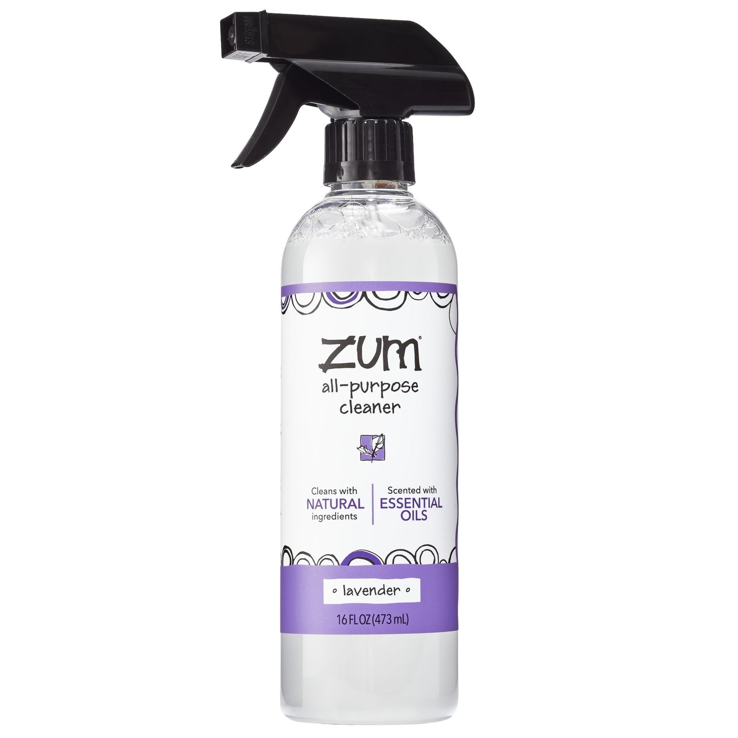 Zum by Indigo Wild All-Purpose Cleaner - Natural Multipurpose Cleaner Made with Essential Oils, Baking Soda & More - Lavender, 16 fl oz