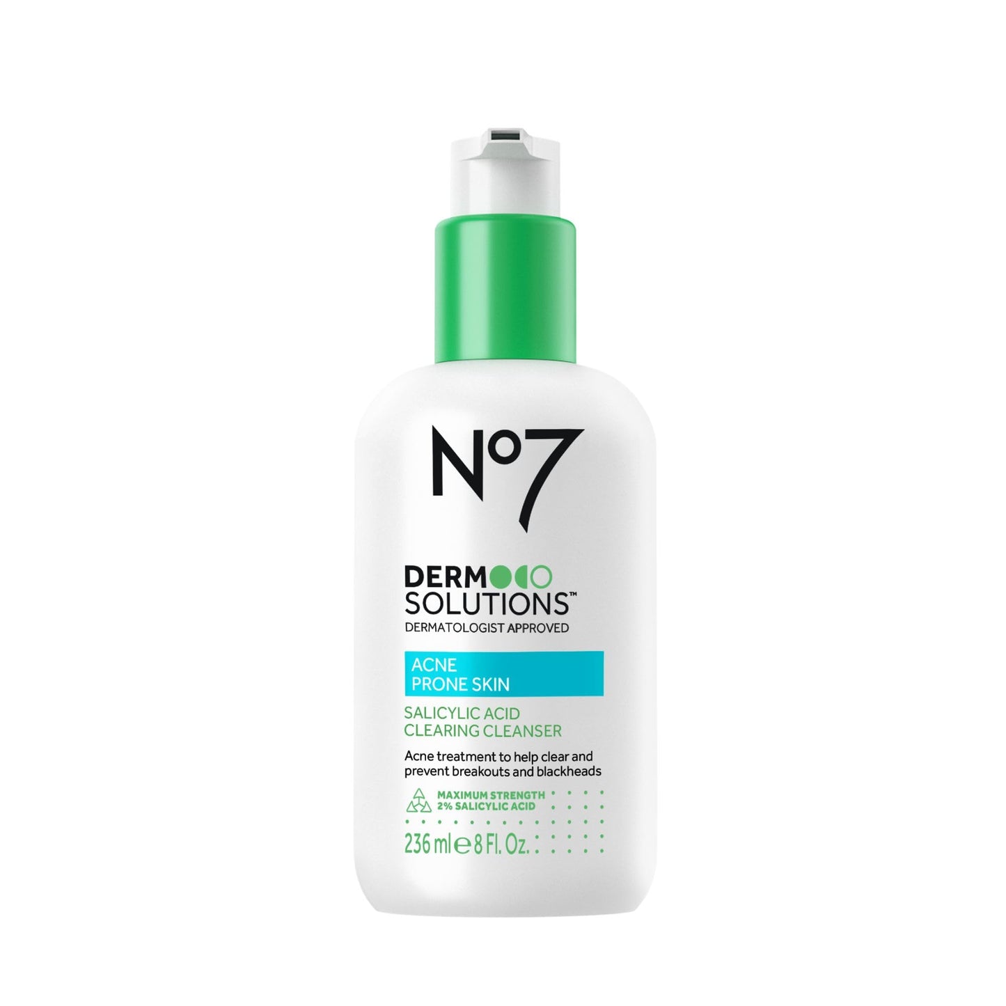 No7 Derm Solutions Salicylic Acid Facial Cleanser - Exfoliating Face Wash with 2% Salicylic Acid + 4% Niacinamide - Acne Prone Skin Care for Radiant, Blemish Free Skin (6.7 fl oz)