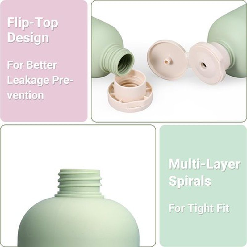 ASEVAT 8.8 oz Travel Refillable Shampoo Bottles, Plastic Empty Plastic Squeeze Bottles with Flip Cap, Travel Containers for Shampoo and Conditioner for Lotion, Cream and Liquids (4Pcs)