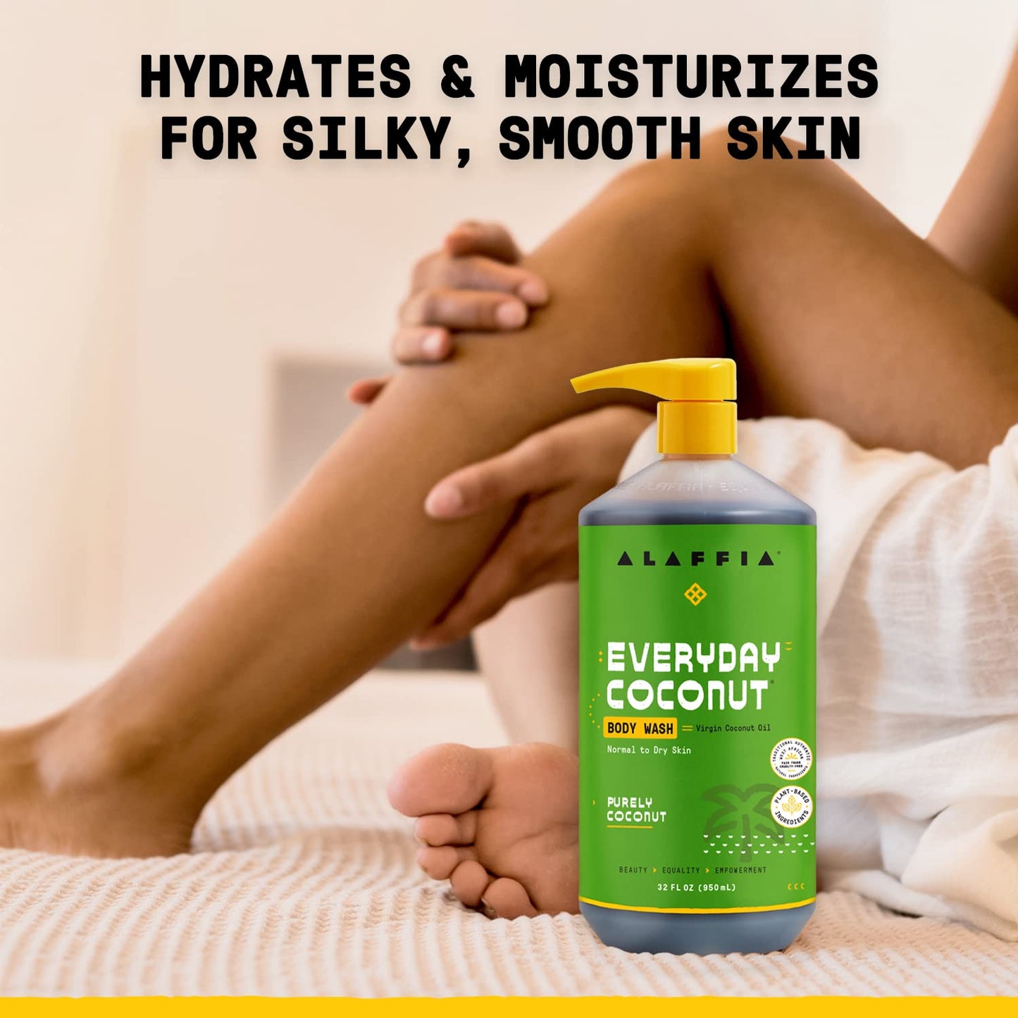 Alaffia Body Wash, EveryDay Coconut 2-Pack – Purely Coconut Gentle Skin Cleanser for Normal to Dry Skin, 32 Oz Ea