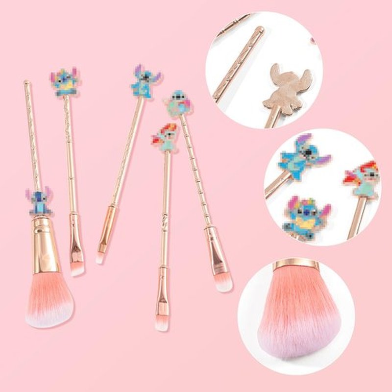 Stich Makeup Brushes Set, WeChip Anime Stich Make Up Brush Set, Stich Stuff for Girls Women（5pcs）