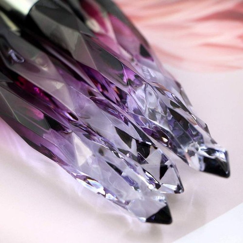 Premium Makeup Brush Set, 10pcs Complete Synthetic Kabuki Eye Shadow Concealer Make Up Brushes Beautiful Crystal Handle (Purple)