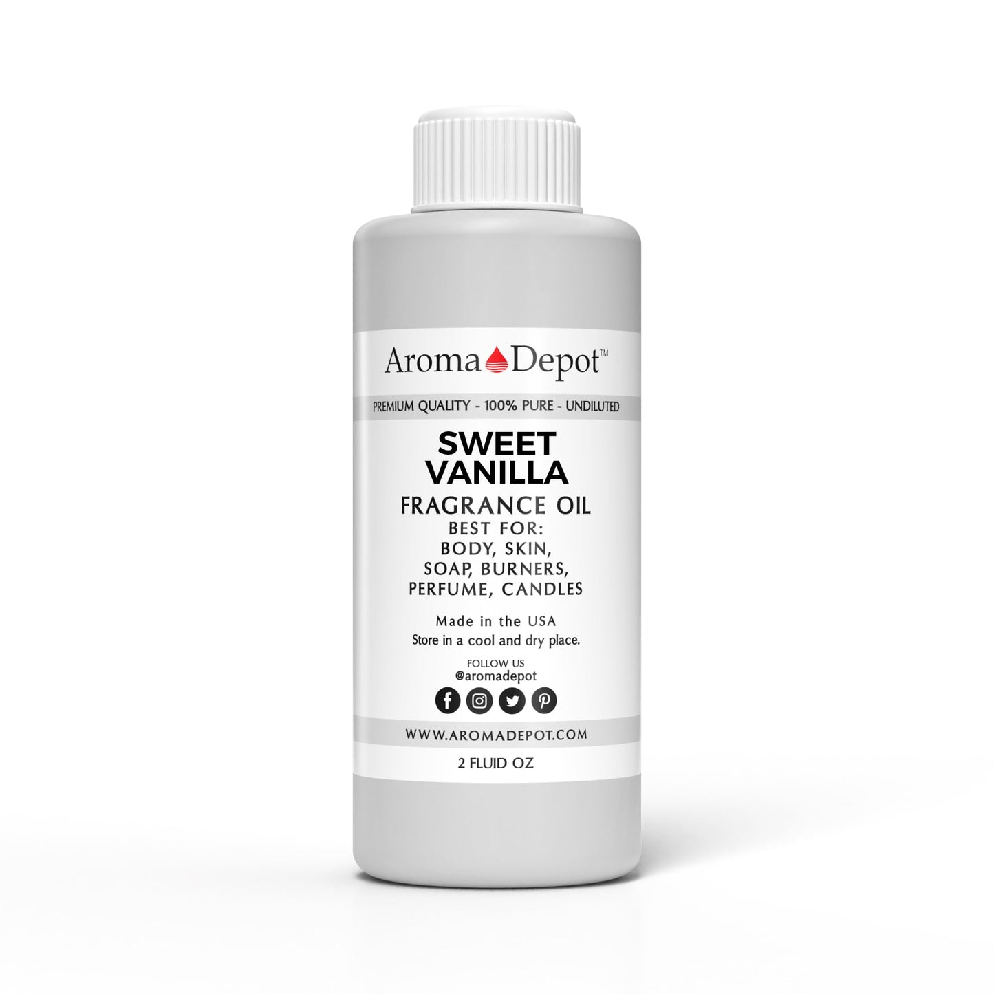 Aroma Depot 2 oz / 2 Ounces Sweet Vanilla Unisex Perfume/Body Oil Our Interpretation, Premium Quality Uncut Fragrance Oil