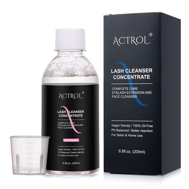 Eyelash Cleanser Concentrate 200ml Cherry Blossoms Professional Lash Shampoo Foaming Cleanser DIY Paraben & Sulfate Free Non-lrritating Wash for Extensions Lashes with Salon Home Care-Makes 20 Bottles