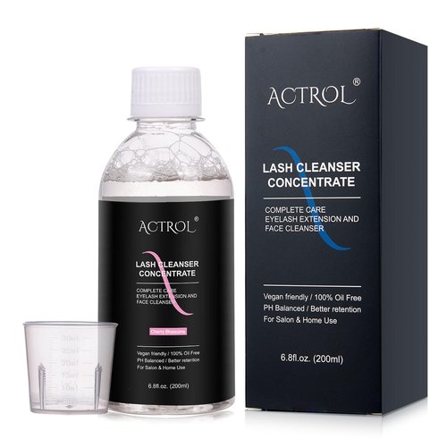 Eyelash Cleanser Concentrate 200ml Cherry Blossoms Professional Lash Shampoo Foaming Cleanser DIY Paraben & Sulfate Free Non-lrritating Wash for Extensions Lashes with Salon Home Care-Makes 20 Bottles