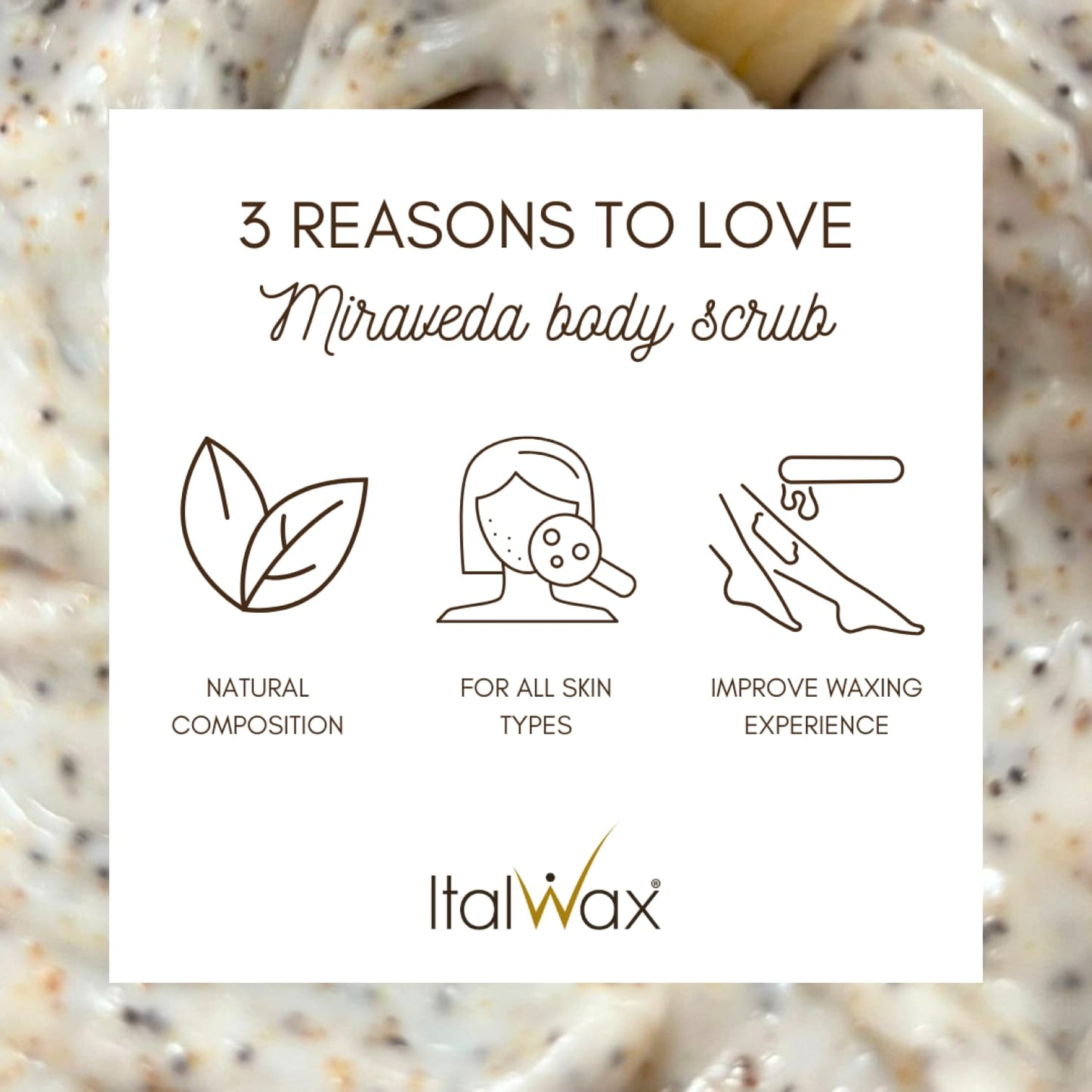Miraveda by Italwax Tropic Scrub - 250ml - With exfoliating coconut shell particles – Ideal for the whole body