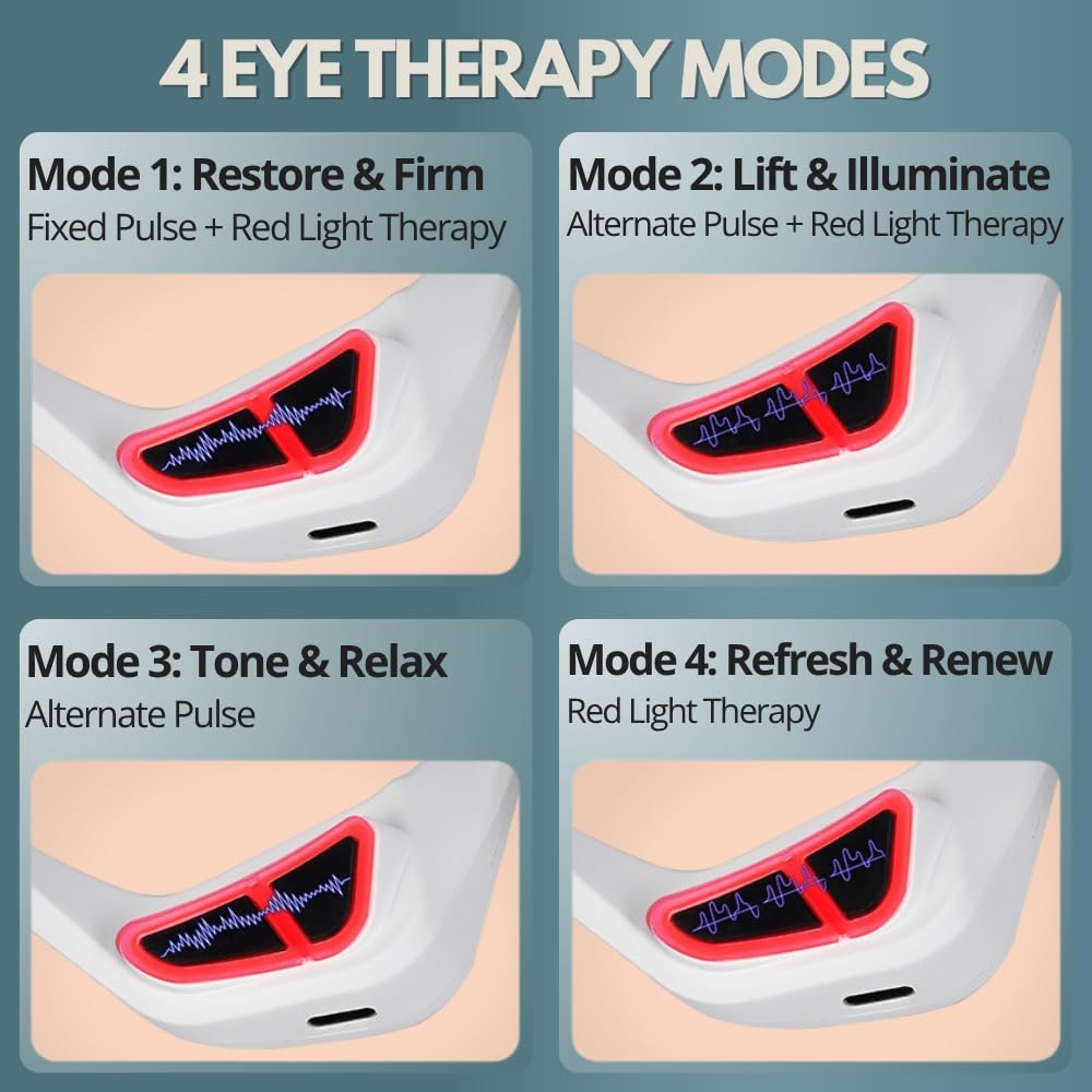 ZEENCARE Under Eye Red Light Therapy, Rechargeable Dark Circles Under Eye Treatment, Red Light Therapy for Eyes Wrinkles Puffy Fine Lines