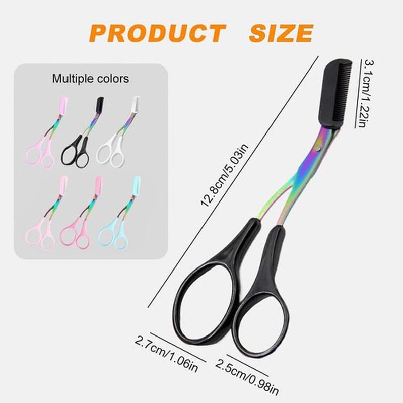 Eyebrow Trimmer Scissor, 2 in 1 Non-Slip Eyebrow Cutter Hair Removal Eyebrow Scissors with Comb, Eyebrow Grooming Scissors Makeup Tool, Eyebrow Trimmer for Men Women Ladies, 2Pcs Black