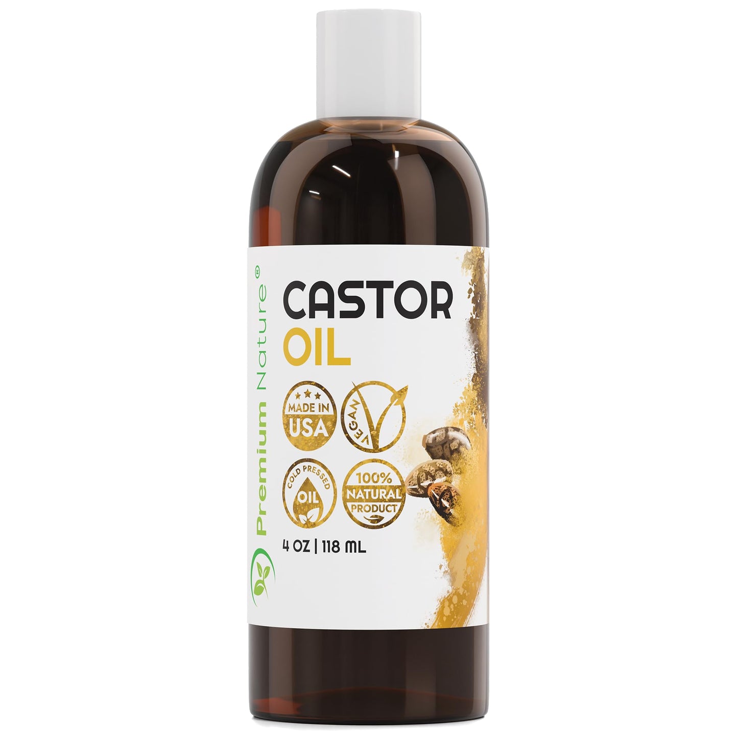 Castor Oil Pure Carrier Oil - Cold Pressed Castor Oil for Essential Oils Mixing Natural Skin Moisturizer Body & Face, Eyelash Caster Oil, Eyelashes Eyebrows Lash & Hair Growth Serum 4 oz