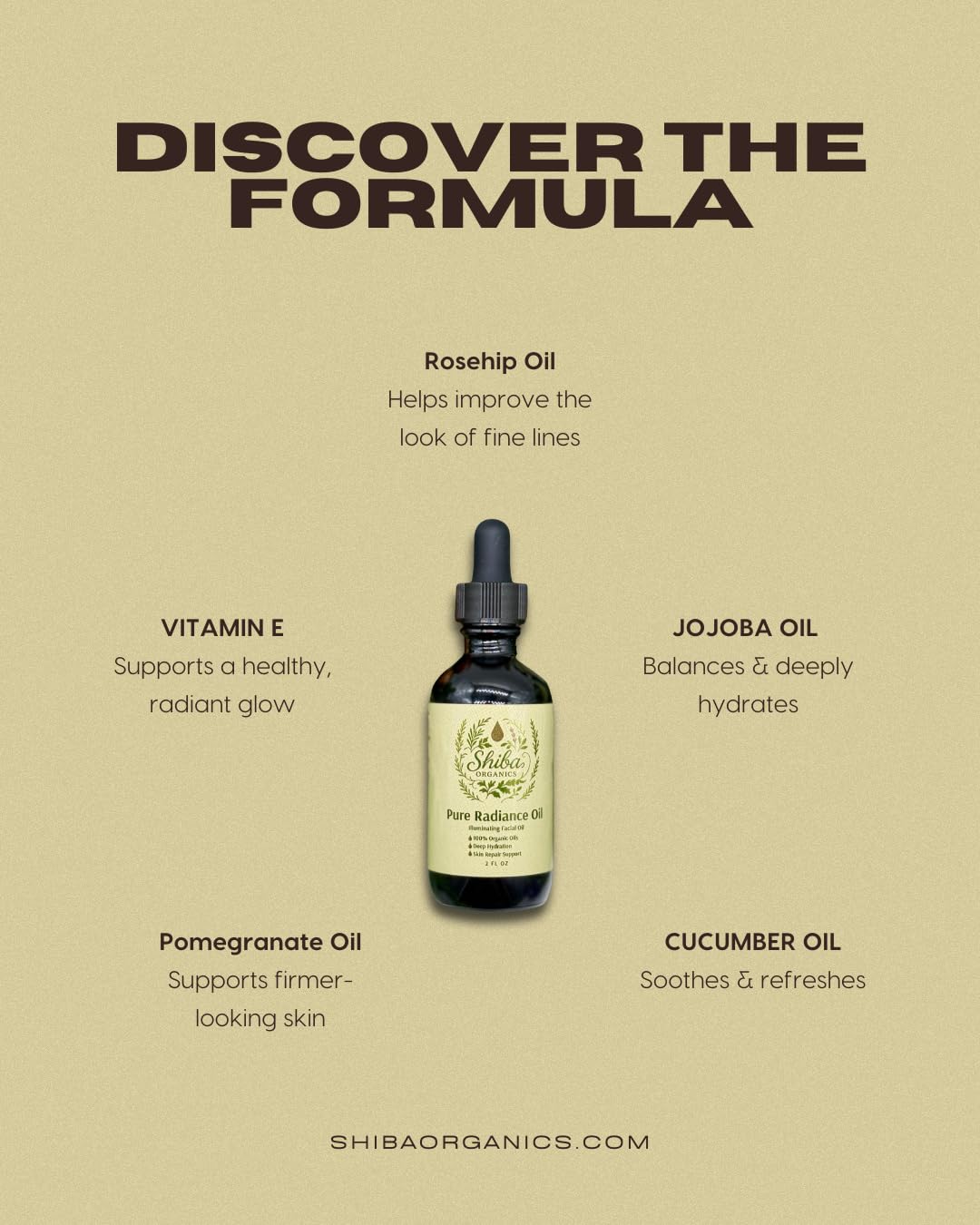 Shiba Organics Pure Radiance Oil - Face Oil for Glowing Skin, Hydrating Facial Oil with Rosehip, Jojoba & Pomegranate. Lightweight Botanical Face Oil for Dry, Dull Skin - Natural Glow Oil Moisturizer