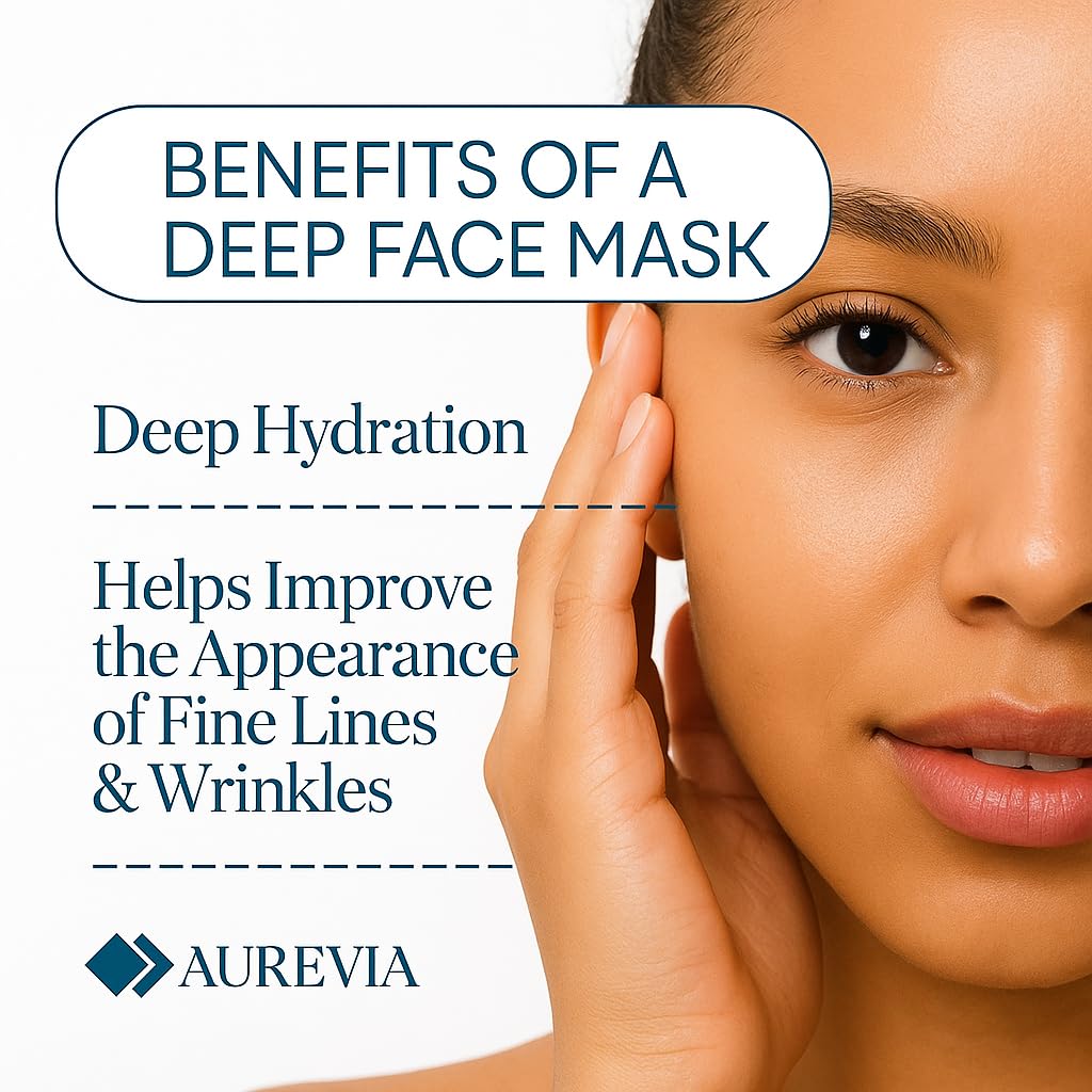 AUREVIA Bio-Collagen Hydrogel Deep Face Mask Sheet for Women - Overnight Hydrating & Moisturizing Facial Mask