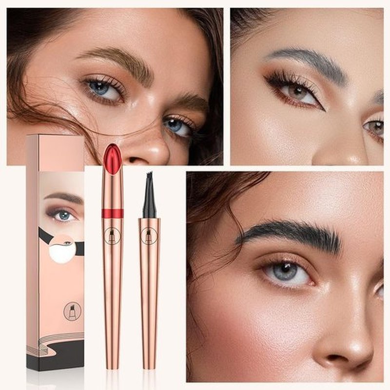 2024 New 3D Microblading Eyebrow Pencil,Waterproof Microblading Eyebrow Pen,4 Tip Eye Brow Pen, Long-lasting Natural Makeup Fine Stroke Magic Eyebrow Pencil Stay on All Day (Dark Brown)