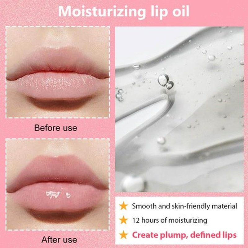 JUAAZIN Hydrating Lip Glow Oil, Nourishing Tinted Lip Oil For A High-shine Finish,Crystal ClearLong Lasting Nourishing Non-sticky