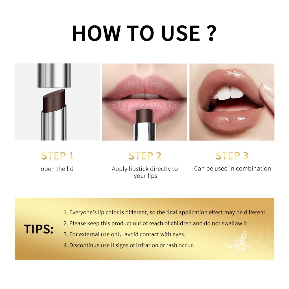 ZxjwT Honey Noir Lipstick,Nourishing Honey Noir Lipgloss, Black Lip Tint,Deep Moisturizing Black Cherry Tint Lip Balm,Hydrating Lipgloss for All Skin Tones