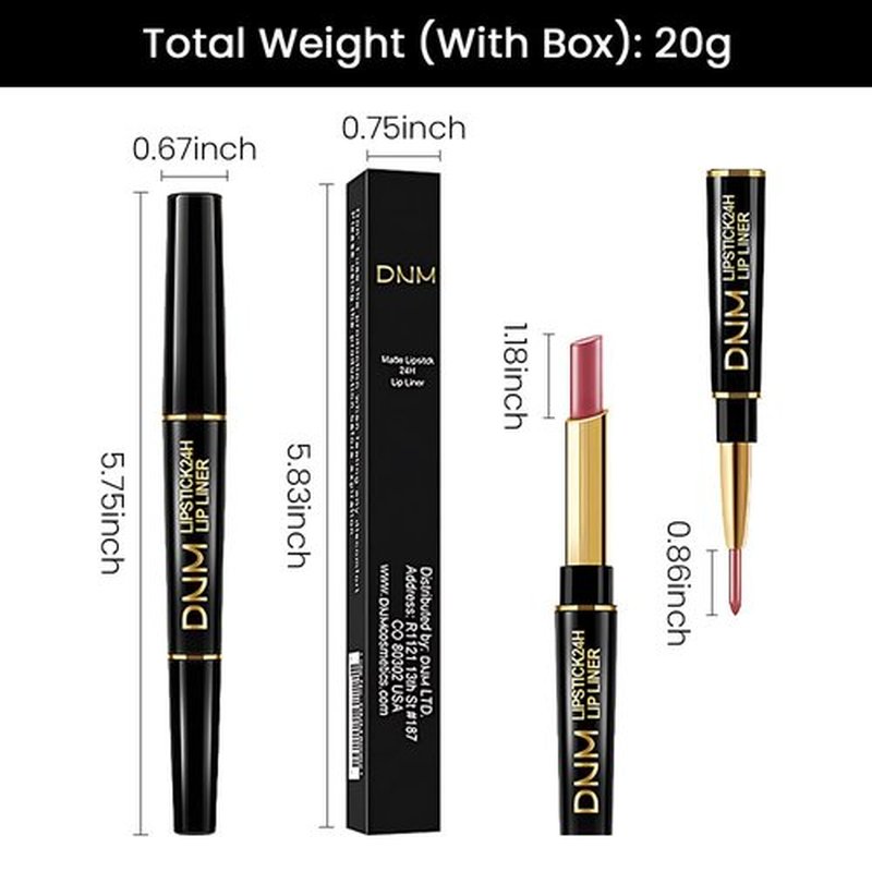 HHLTOH Nude Pink Velvet Matte Lip Liner and Lipstick Combo Set Kit for Women, DNM Magic 24 Hours Lipstick and Lip Liner Makeup Set Stain Long Lasting Waterproof labial Care Cruelty-free, 46#